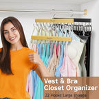 Belt & Bra Organizer for Closet - Tie Rack with 22 Rotatable Hooks, Stackable Space Saving Hanger for Women/Men, Tank Top Organizer - 2 Pcs