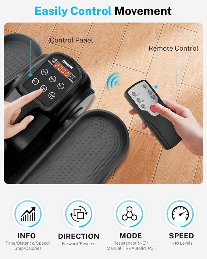 Gonex Under Desk Elliptical Exercise Machine for Seniors, Electric Ellipse Leg Exerciser with Remote 10 Resistance Levels 3 in 1, 2 in 1