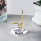 2 Pcs Adjustable Metal Arm Display Stand Rock Crystal Stands for Display Gold Small Plate Stands Easel Displays Holder with Acrylic Base Mineral Stand for Geodes Mineral Agate Collection