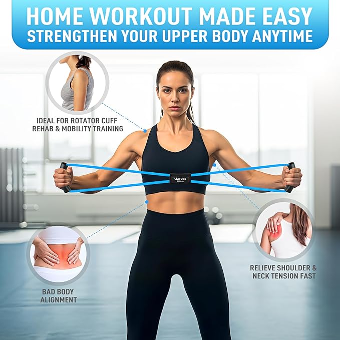 Figure 8 Resistance Bands for Arm, Back, 3 Level Latex Heavy Exercise Bands with Handles for Strength Training, Full Body Workout, Physical Therapy, Pilates, Yoga, Home Gym Equipment for Women
