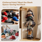 Keebofly 360° Rotating 5-Tier Hat Rack Stand - Large Capacity Freestanding Hat Storage, Hat Organizer for Baseball Caps with Metal & Wood Shelves, Holds 150+ Hats, Ideal for Vendor Booth & Home