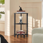 YUFAM 3-Tier Corner Shelf with Sturdy 5-Leg Base, Wooden Corner Bookshelf for Small Spaces, Small Corner Table for Living Room, Bedroom, Office, Black