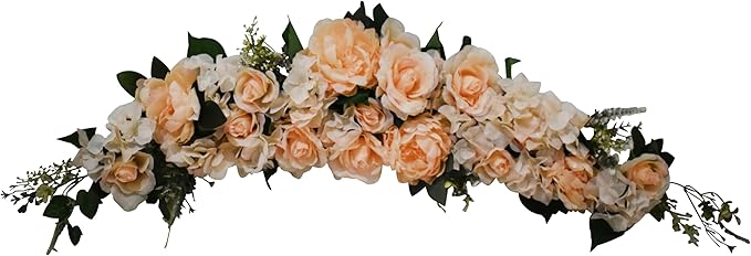 v-max 48" Peony Rose Hydrangea Swag for Wedding Party Home Garden, Wedding Arch Garden Wall Decoration, Weddings, Home Decor - Beige