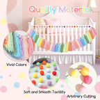 2pcs Longer Boho Tassel Garland, Pom Pom Tassel, Felt Ball Garland,Colorful Wall Hanging Party Decorative Banner Pastel, Home Decoration Wedding Birthday Baby Shower (Longer Rainbow)