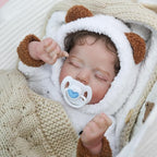 KSBD Realistic Reborn Baby Doll - 20 Inch Lifelike Reborn Baby Boy with Rooted Hair in Bear Onesie, Handmade Gift for Kids and Collectors