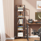TUTOTAK Corner Shelf, 6-Tier Corner Bookshelf for Small Space, Narrow Display Corner Shelf Stand with Storage Rack, for Living Room, Bedroom, Rustic Brown BS05BB006