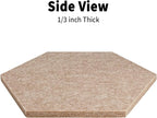 10 Pack Hexagon Cork Board Tiles Alternative, 12'' Fully Self-Adhesive Modern Felt Bulletin for Wall Decor, Frameless Pin Board for Office, Renter-Friendly Decorative Hexagon Corkboard with 30 Pins