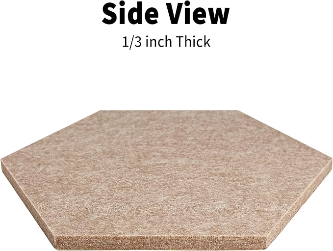 10 Pack Hexagon Cork Board Tiles Alternative, 12'' Fully Self-Adhesive Modern Felt Bulletin for Wall Decor, Frameless Pin Board for Office, Renter-Friendly Decorative Hexagon Corkboard with 30 Pins