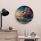 Decorative Plates, Ocean Sailing Ship at Sunset Painting Display Plate for Home Office Kitchen Table Decor Porcelain Plates 10 Inch, Birthday Gifts
