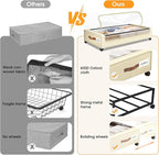 Under Bed Storage with Wheels 2Pack Underbed Storage with Clear Window&Label Under Bed Drawers Large Capacity Rolling Under Bed Storage for Clothes,Shoes, Blankets (Beige)