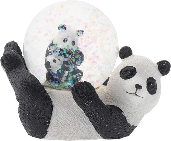 Elanze Designs Panda Bear Mommy and Cub Magical Whimsical Tabletop Dresser Nightstand Figurine Miniature 45MM Sturdy Polyresin Glitter Water Snow Globe Decoration
