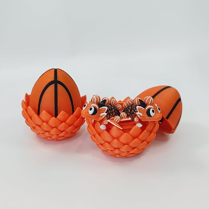 Enchanted 3D Egg with Miniature Inside - Handcrafted Printed Collectible | Fantasy Decor & Gift (Basketball Dragon & Egg (Box))