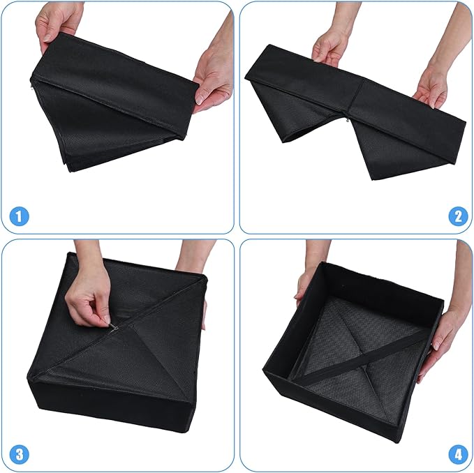 Pomety Foldable Drawer Underwear Drawer Organizer Foldable Dresser Clothes Storage Box Dresser Drawer Divider Organizers Bins for Clothes, Underwear,Socks, 7 Pack （Black）