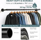 Svyrilk Industrial Pipe Clothes Rack 38.4" Wall Mounted, Heavy Duty Iron Garment Bar, Space-Saving Hanging Rod for Closet, Laundry Room, Bedroom, Black