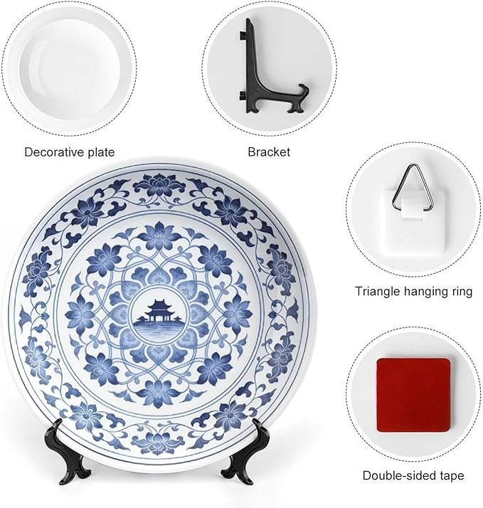 Chinese Style Blue And White Pattern-Q9 Bone China Decorative Plate, 10inch Wall Art Home Decor