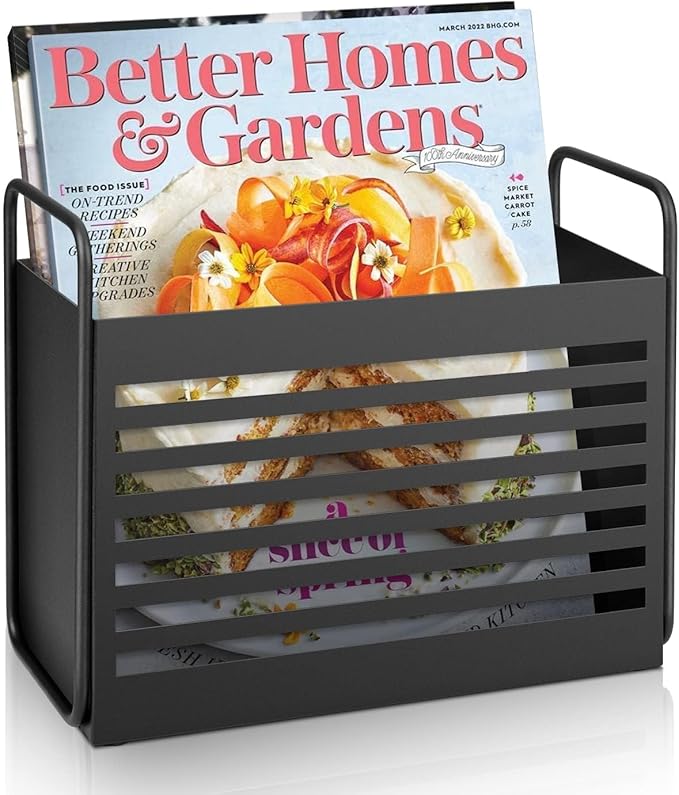 Magazine Holder, Magazine Rack Mail Organizer Folder Organizer Bin for Magazines, Books, Newspapers, Tablets in Home, Office, Black