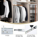 Blulu 2 Pcs 13.8'' Sliding Tie Rack Hangers for Closet, 9(Total 18) Tie Pull Out Wall Mounted Extending Sturdy Metal Belt Organizer Holder for Men Belt Storage, Sliver