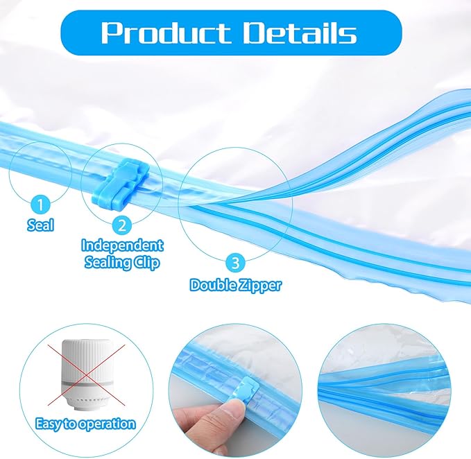 3PCS Travel Compression Bags, Roll-Up Vacuum Storage Bags for Clothes Travel - No Vacuum Needed, Reusable Space Saver Bag for Luggage,Suitcase,Backpack (19.7x13.4In)