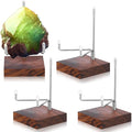 Wenqik 4 Pcs Crystal Display Stand Rock Display Stand Adjustable Metal Arms with Wooden Base Geodes Rock Agate Mineral Easel Holder for Collectibles(2.56 x 2.56 x 4.33 Inch,Silver)