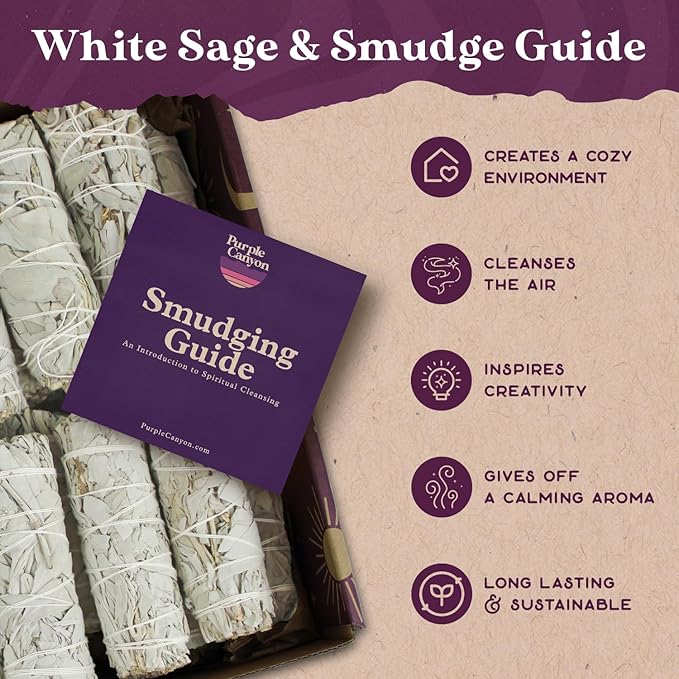 Gift Box of White Sage Smudge Sticks | California Sage Incense Sticks for Home Cleansing, Spiritual Smudging Rituals and Meditation | Sustainably Sourced 4 inch White Sage Bundle | Smudge Kit of 36