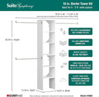 ClosetMaid SuiteSymphony Small Closet Organizer Starter Kit with Tower and 3 Hang Rods, Shelves, Adjustable, Customizable Wardrobe Organizer System, Reach-In or Walk-In Closets, Pure White