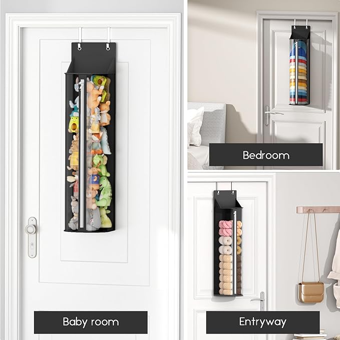Hat Rack for Door and Closet – Large Capacity Hanging Hat Rack Organizer Holds 30-35 Caps, Over the Door Hat Storage Organizer for Bedroom, Entrance or Dorm, 1 Pack, Black