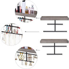 Keebofly Hanging Wall Mounted Jewelry Organizer with Rustic Wood Jewelry Holder Display for Necklaces Bracelet Earrings Ring Set of 2 Weathered Grey,[Patented]