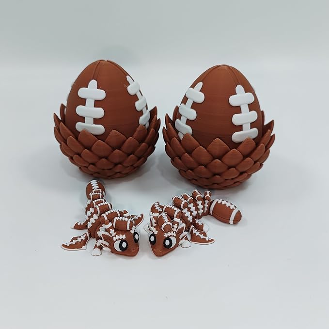Enchanted 3D Egg with Miniature Inside - Handcrafted Printed Collectible | Fantasy Decor & Gift (Football Dragon & Egg (Box))