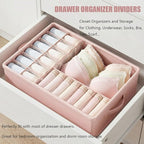 2 Pack Drawer Organizer Dividers with Lid, 17 Cell Underwear Organizer for Closet Organizers and Storage Boxes, Foldable Wardrobe Clothes Storage Bins for Underwear, Socks, Bras, Ties, Lingerie