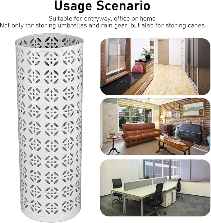 Metal Round Umbrella Stand Rack, Freestanding Tall Round Basket Umbrella Holder Bin for Entryway Home Office (L)