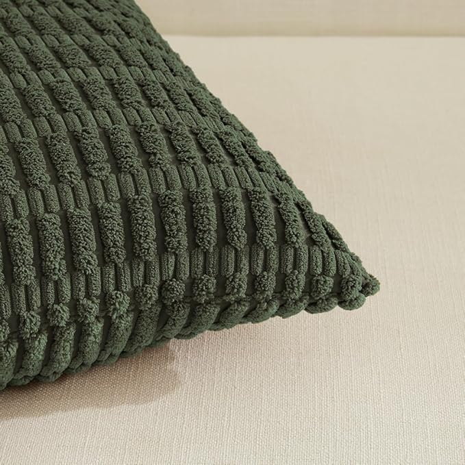 Fancy Homi 4 Packs Decorative Throw Pillow Covers for Living Room Couch Bed, Modern Farmhouse Boho Home Décor Accent Cushion Case, 24" x 14", Olive Green