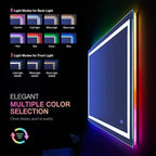 LOAAO 48"X28" LED Bathroom Mirror with Lights, Anti-Fog, Dimmable, RGB Backlit + Front Lighted, Bathroom Vanity Mirror for Wall, Memory Function
