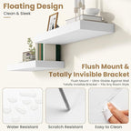 FLYJOE 48 Inch Long Floating Shelves for Wall Set of 1, 12" D Wood Grain Bathroom Shelves with Invisible Brackets, Easy Install Engineered Wood Storage Shelves for Kitchen, Living Room, Bedroom