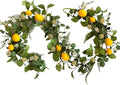 Idyllic 6 Ft Artificial Lemon Leaf Vine Garland - Faux Spring Wall Hanging Decor for Mantle, Window, Wedding, Home & Garden - Long Yellow Green Vine