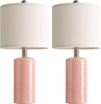G-SAFAVA 20.5" Small Table Lamps for Living Room Lamp Set of 2 Ceramic Lamps for Bedroom Bedside Lamps Modern Boho Lamps for Night Stands Farmhouse Nightstand Lamp Side End Table Lamp, Pink