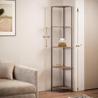 SUNMORY 5 Tier Corner Shelf with LED Light, Industrial 65" Corner Shelves Display Shelf for Living Room Decor, Wall Corner Bookshelf Multi Unit Organizer, Tall Shelf Plant Stand for Bedroom, Bathroom