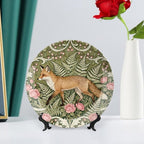William Morris Style Art Wildflowers And Fox Decorative Plate Decor for Farmhouse Home Wall Personalized Thanksgiving Idea Gifts Chinese Plates with 1 Display Stand, Multi Sizes by Choosing
