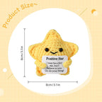 Positive Star 3 inch Handmade Knitted Wool Doll with Positive Card for Cheer Up Gifts Emotional Support Crochet Star Doll for Home Decoration