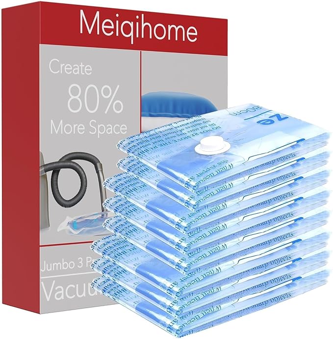MEIQIHOME Vacuum Storage Bags, Space Saver Sealer Bags,Vacuum seal bags for clothing, Pillows, Comforters, Blankets, Bedding,8 MEDIUM