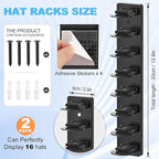 Eiito Hat Organizer for Baseball Caps, 2 Pack Strong Adhesive Hat Rack for Wall, Multilayer Hat Storage Display Holder, Wall Mounted Hat Hooks Hold up to 16 Hats for Closet Door and Bedroom (Black)