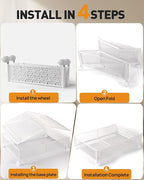 Under Bed Storage With Wheels, 4 Pack Foldable Pattern Carved Metal Under Bed Storage Containers, 60L Rolling Underbed Storage, Easy Assembly Under The Bed Storage for Shoes, Blankets...