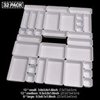 Set of 32 Interlocking Desk Drawer Organizer Tray Dividers Plastic Shallow Narrow Drawers Organizers Separators Storage Bins Container for Kitchen Bathroom Makeup Office Vanity Bedroom Dresser White