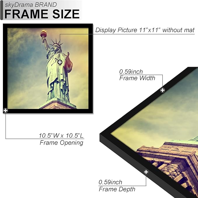 100% Solid Wood 11x11 Frame Set of 3, Black Square Picture Frame for 11 x 11 Picture Poster Photo, Light Weight 11by11 HQ Matte Black Frame for Wall - 3 Pack/Black/11 x11