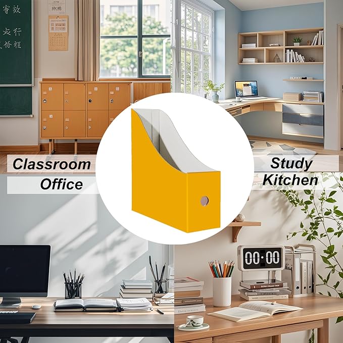 Limitliho Magazine Holde, Magazine File Holder for Home, Office, Desk, 10.6'' H×10.2'' L ×3.5''W Magazine Storage Box (Yellow, 6 Pack)