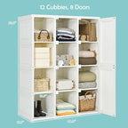 Tangkula Portable Closet Wardrobe, Foldable Clothes Organizer with Cubby Storage, Hanging Rods, Easy Assemble Clothing Storage with Magnet Doors, Folding Bedroom Armoire (12 Cubbies)