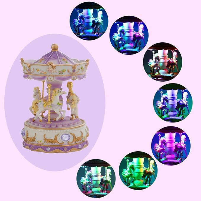 LOVE FOR YOU Gift-Wrapped Musical Carousel Music Box Color Lights Merry Go Round Horses Unicorn Decor Gifts for Girls and Daughter Granddaughter Niece Women Kids Christmas Birthday