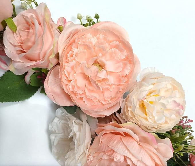 Artificial Peony Flower Swag, Arch Flowers, 20" Length in Bent, Decorative Swag, for Arch Front Door Party Wall Home Decor(Peach)