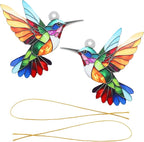 2pcs Hummingbird Gift for Women, Colorful Suncatcher Ornament, Christmas Tree Decor, Hanging Ornament for Door Yard Window Outdoor Birthday Father Day Graduation Gift