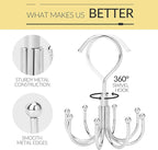 Belt Hanger, Space Saving Belt Organizer for Closet, Max 24 Storage Capacity, Rotating Belt Rack Closet Organizers and Storage for Hanging Belt, Ties, Silver