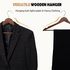 ELONG HOME Solid Wooden Hangers 30 Pack, Wood Suit Hangers with Extra Smooth Finish, Precisely Cut Notches & Chrome Swivel Hook, Wooden Clothes Hangers for Shirt Coat Jacket Dress